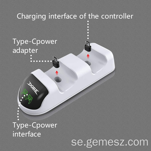 PS5 laddningsdocka med 2 typ C-adapter